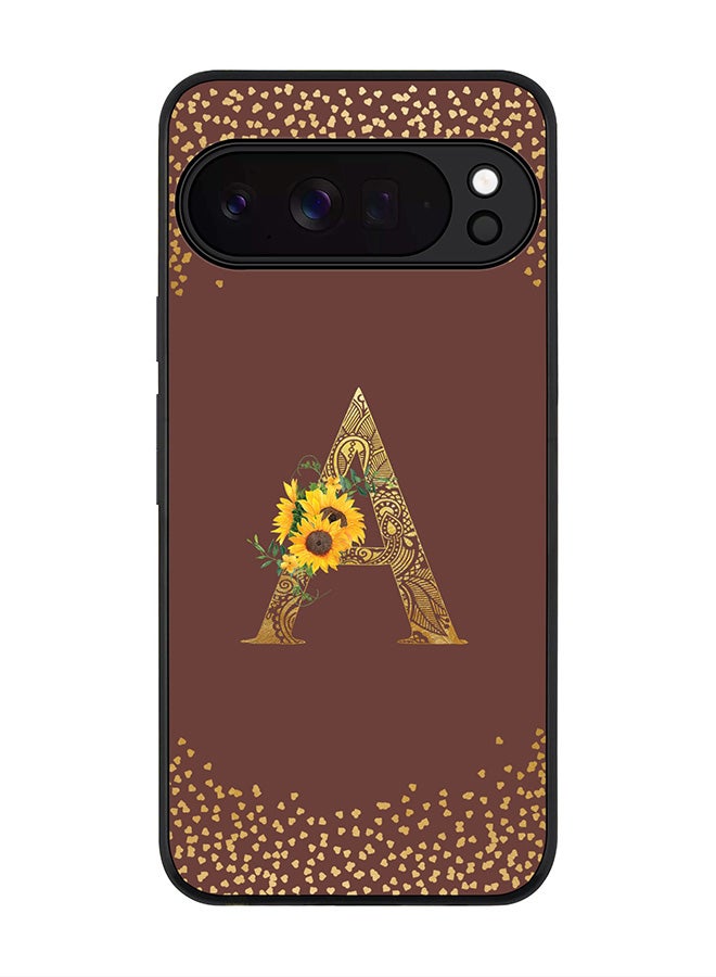 For Google Pixel 10 Pro XL Case,Slim fit Camera Protection, Shockproof Thin Phone cover  - Custom Floral Monogram - A  (Brown )